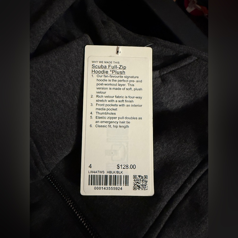 Lululemon Scuba Hoodie *Plush sz 4 Heathered Black/Black - Picture 15 of 15